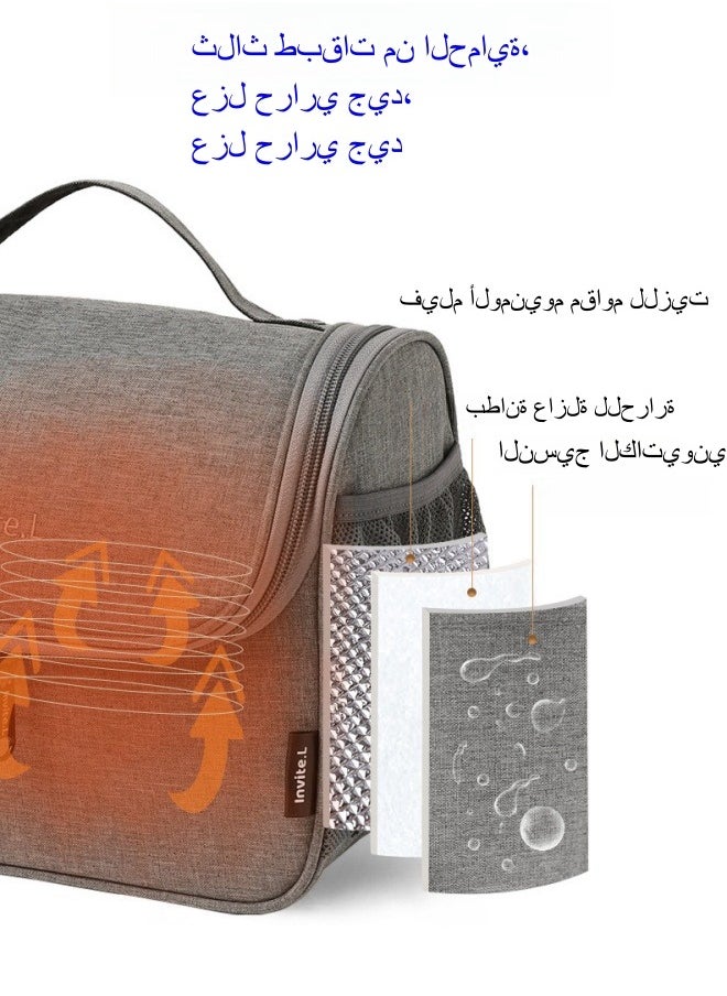 invite.L / AHZOA - حقيبة غداء معزولة بورق ألومنيوم حقيبة غداء سميكة حقيبة غداء مع حقيبة غداء حقيبة وجبات محمولة باليد - أزرق داكن - Image 1
