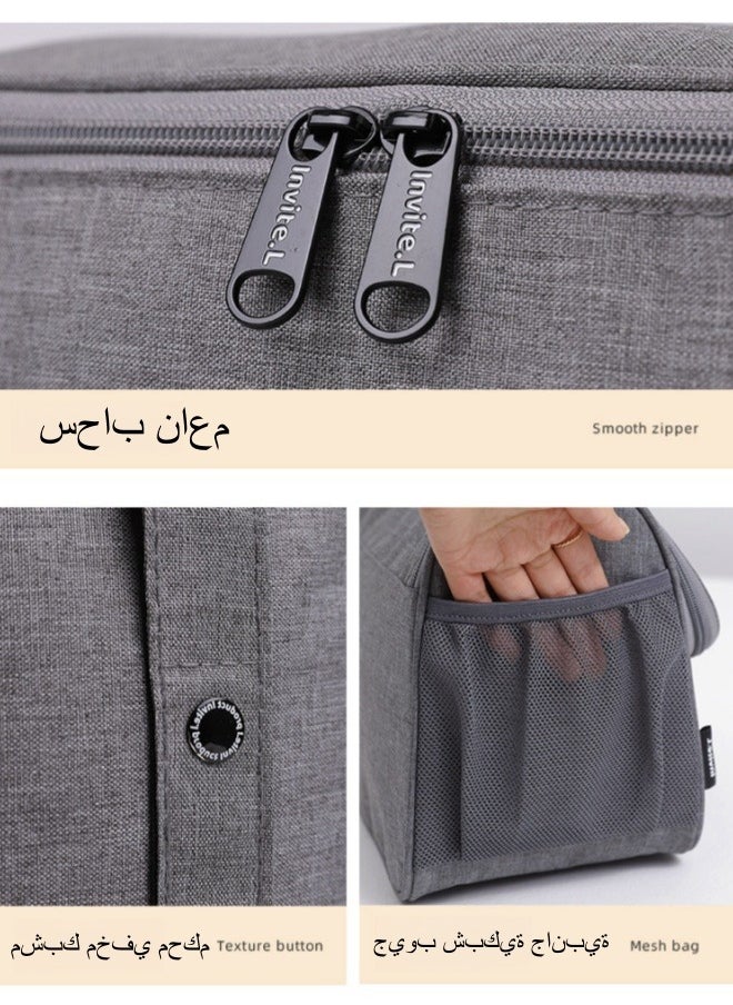 invite.L / AHZOA - حقيبة غداء معزولة بورق ألومنيوم حقيبة غداء سميكة حقيبة غداء مع حقيبة غداء حقيبة وجبات محمولة باليد - أزرق داكن - Image 1