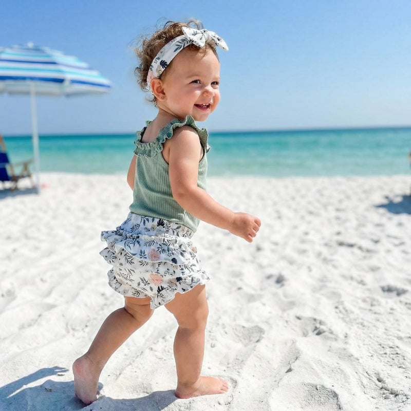 CIYCUIT Baby Girl Clothes 0 3 6 9 12 18 Months Summer Outfits Floral Shorts Set Green 0-3 Months - Image 4
