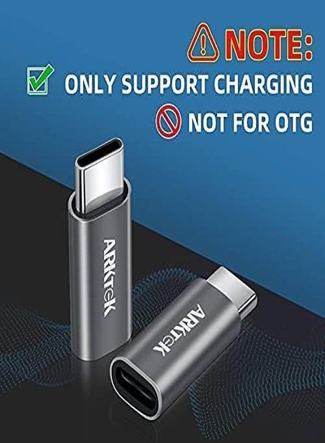 ARKTEK 2-Pack Lighting Adapter to USB-C i OS Lightning (Female) to USB Type C (Male) - Only Charging Adapter (Grey, USB-C to Lightning) - Image 2