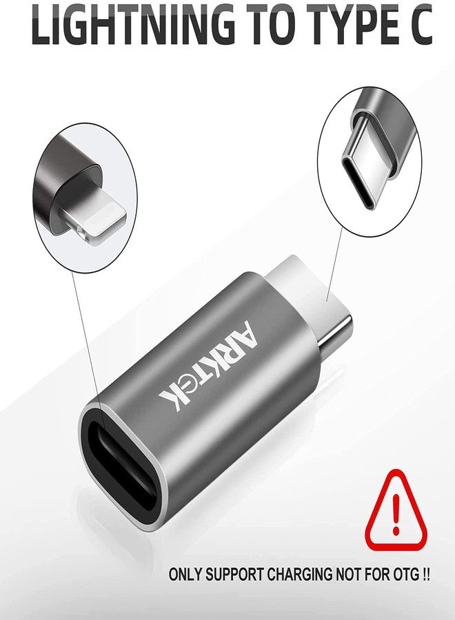ARKTEK 2-Pack Lighting Adapter to USB-C i OS Lightning (Female) to USB Type C (Male) - Only Charging Adapter (Grey, USB-C to Lightning) - Image 4