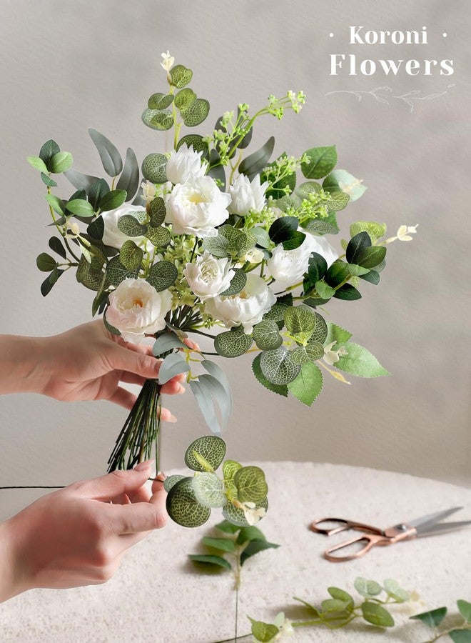 Koroni Flowers مجموعة حشو زهور كوروني الاصطناعية لحفلات الزفاف، 50 قطعة مع 8 أنواع من سيقان الخضرة الاصطناعية لتزيين الطاولات وتنسيق الزهور، حشو باقة الخضرة (أبيض وأخضر). - Image 4