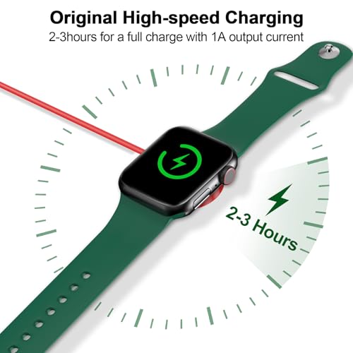 xiwxi 𝟐𝟎𝟐𝟔 𝐔𝐩𝐠𝐫𝐚𝐝𝐞𝐝 for Apple Watch Charger Magnetic Fast Charging Cable [Portable] Magnetic Wireless Charging Compatible with iWatch Series Ultra/10/9/8/7/6/SE/5/4/3/2-[3.3FT] Red - Image 3