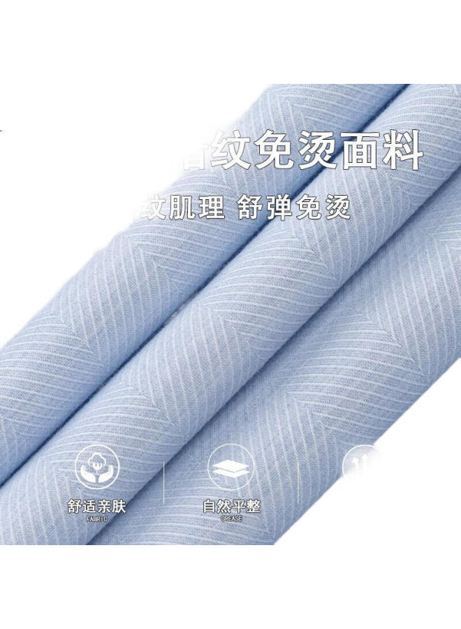 FIRS Shanshan Men'S Short Sleeve Modal Shirt New Casual Business Wrinkle-Free Stretch Shirt Light Blue 43 - Image 1