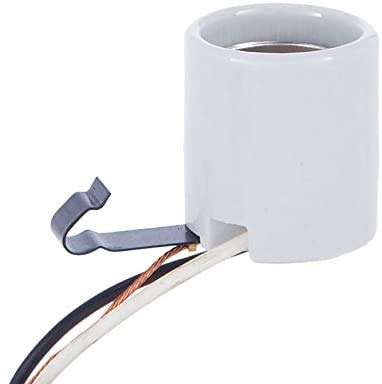 BP Lamp Glazed Porcelain Snapin Med Base Socket with 12 Wire Leads