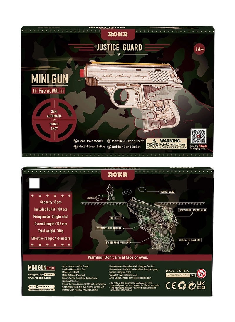 ROKR 3D Puzzle Rubber Bands Mini Gun Toy Wooden Puzzle Model  - Image 5