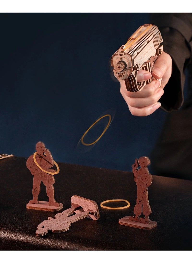 ROKR 3D Puzzle Rubber Bands Mini Gun Toy Wooden Puzzle Model  - Image 4