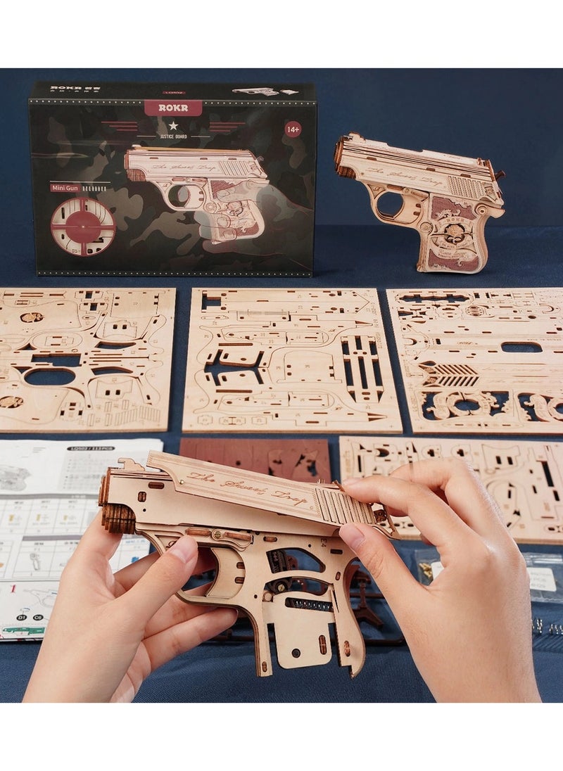 ROKR 3D Puzzle Rubber Bands Mini Gun Toy Wooden Puzzle Model  - Image 3