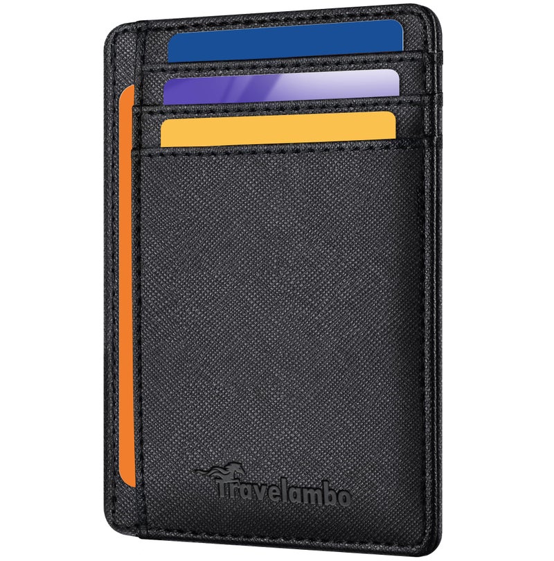 Travelambo Slim Wallet Front Pocket Minimalist Leather RFID Blocking Medium Size - Image 1