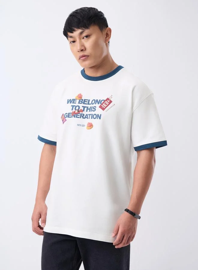 ذا سوليد ستور تيشيرت مطبع بقصة واسعة