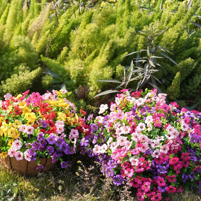 trytuny Artificial Flowers for Outdoor, UV Resistant Fake Silk Flowers, Realistic Faux Plants for Outside Indoor Porch Patio Window Box Planter Home Decor (20, Purple Rosy Pink) - Image 5