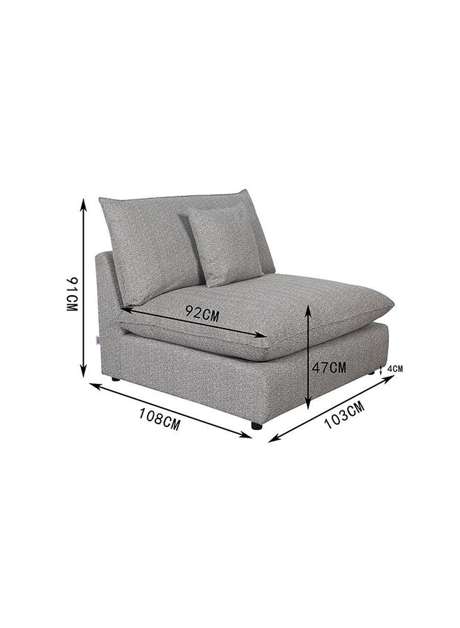 DANUBE HOME Napoleon Armless 1 Seater Fabric Modular Sofa Accent Chair Modern Design One Seat Sofas Comfortable Living Room Seating Furniture For Home L 103 x W 108 x H 91 cm Grey - Image 4