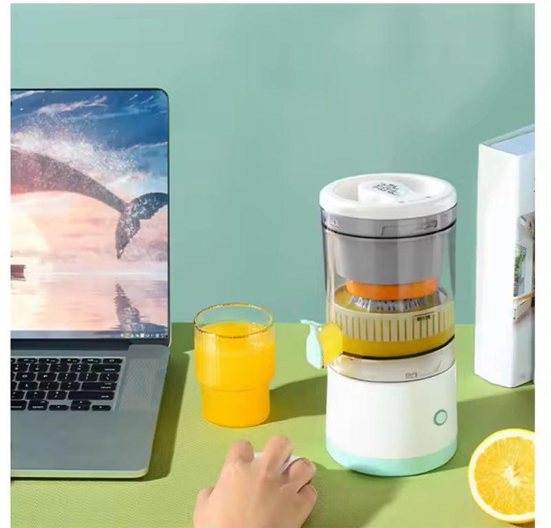 Electric Citrus Juicer, Portable USB Charging, Low Noise Operation, White and Mint Green - Image 2