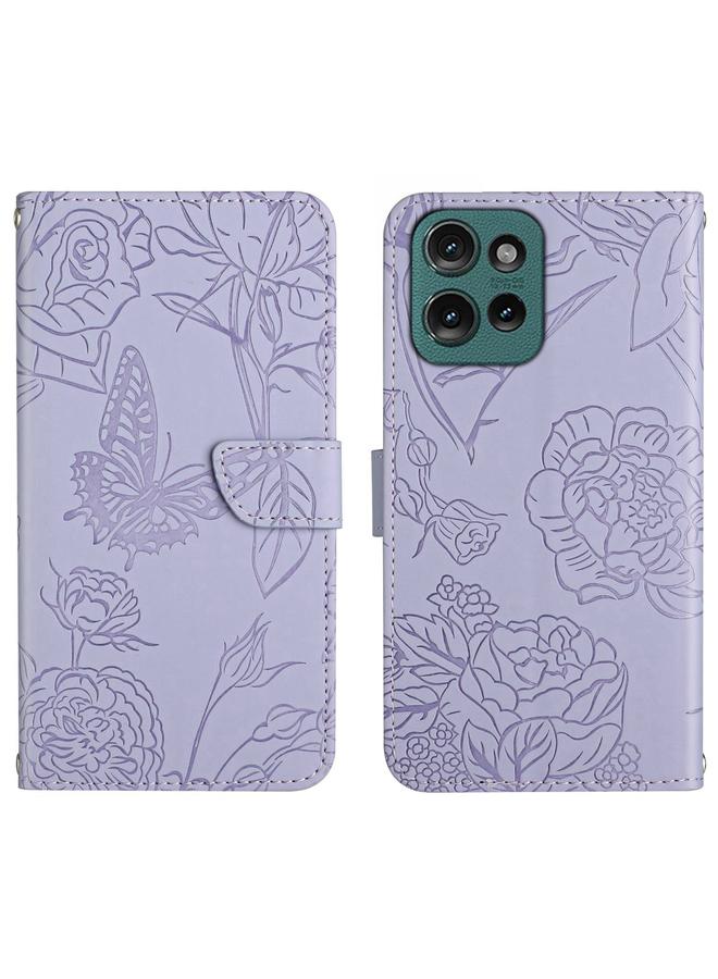 S-TOP Case For Motorola Edge 50 5G HT03 Skin Feel Butterfly Embossed Flip Leather Phone Case - Image 1