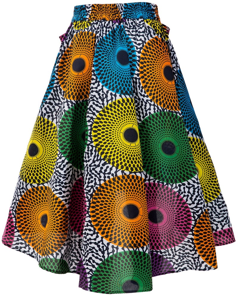 SHENBOLEN Women African Traditional Costume Flower Print Casual Dashiki Skirt (XX-Large,F) - Image 2