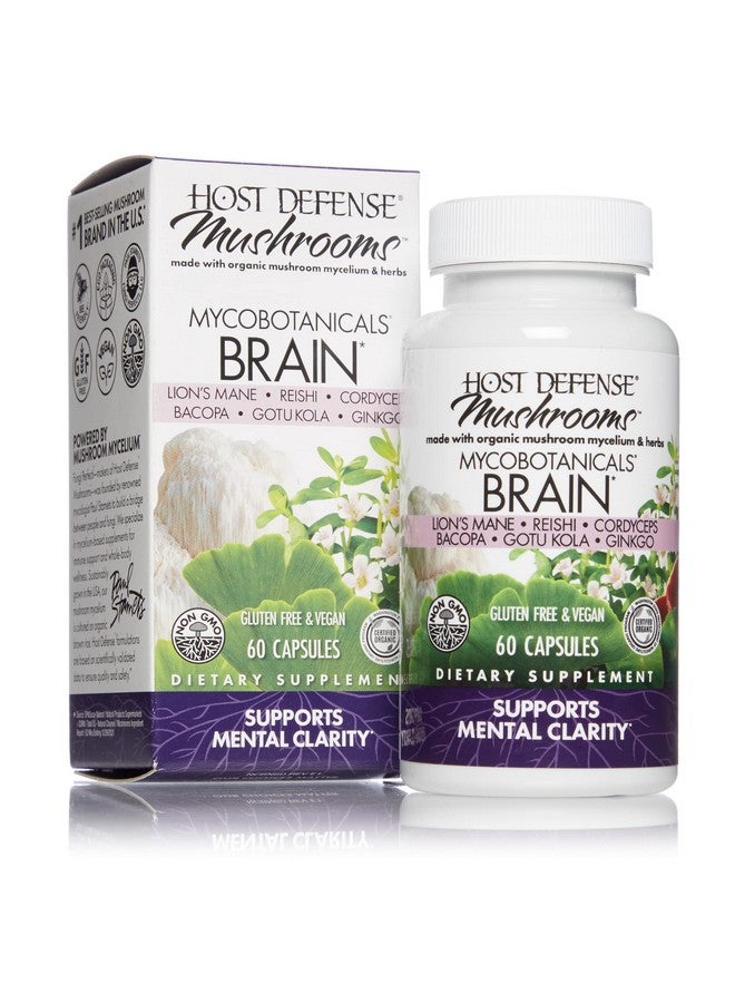 Host Defense Mycobotanicals Brain Capsules Promotes Concentration Memory And Cognitive Function Mushroom And Herb Supplement Unflavored 60 Count Pack Of 1 - Image 2