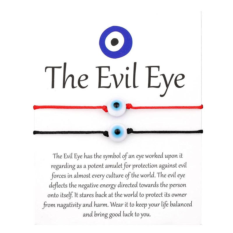 SUMMER LOVE 7 Knot Evil Eye Bracelet Adjustable Black Red String Protection Lucky Amulet for Women Men Girls Boys (Black 1pc+Red 1pc-white bead) - Image 2