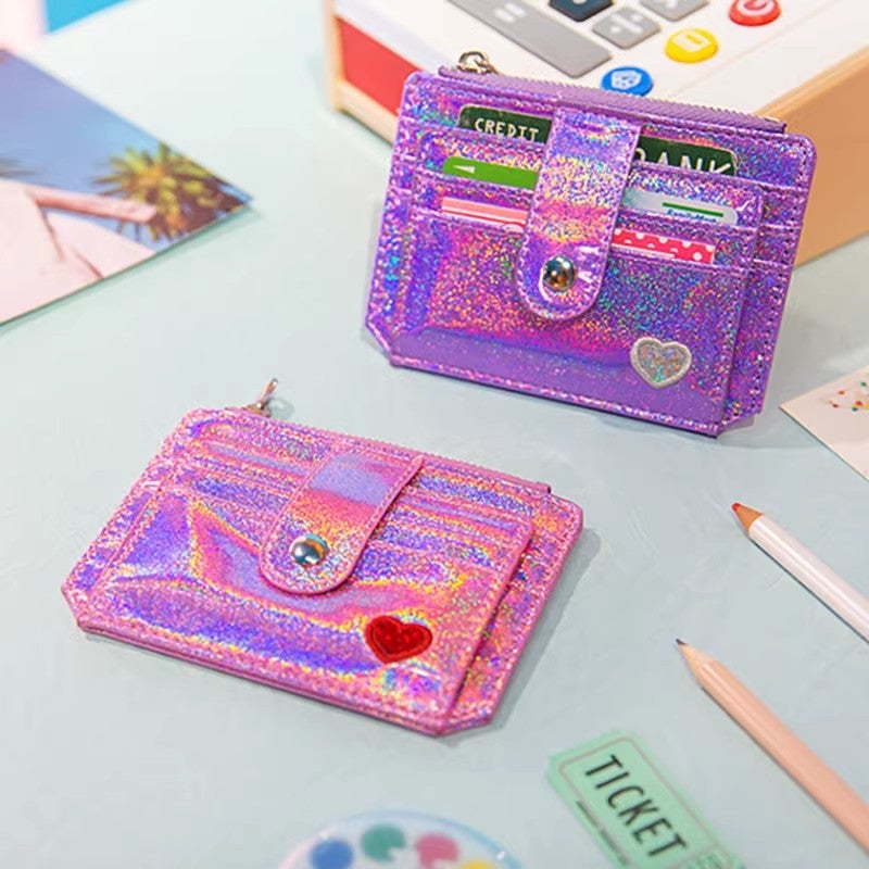 Laser Girl Heart Small Card Holder Women'S Cute Card Holder Access Control Card Holder Bus Meal Card Holder - Image 1