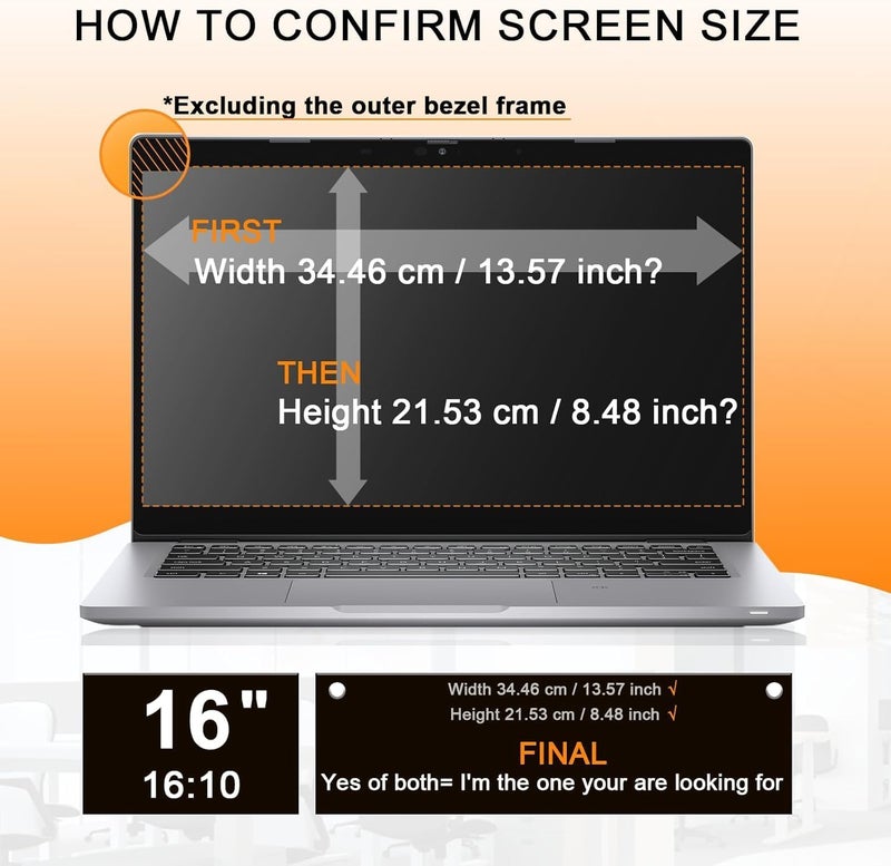 Mamol 16 Inch Laptop Privacy Screen -16:10 Aspect, Anti Blue Light Glare, Removable Privacy Shield Compatible with Lenovo, Hp, Dell, Acer, Asus, Thinkpad, Envy, Xps - Image 2