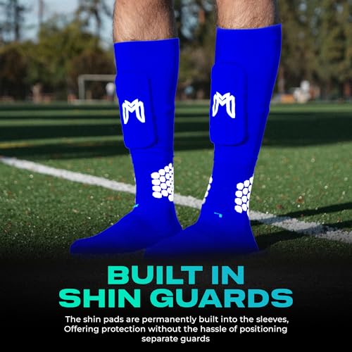 MediCaptain Mini Shin Guards Soccer – Built in Shin Pad Sleeves for Mens, Women, Teens - Small Shin Guards - Lightweight, Breathable Shin Defender Leg Protection (Blue, Maxi) - Image 3