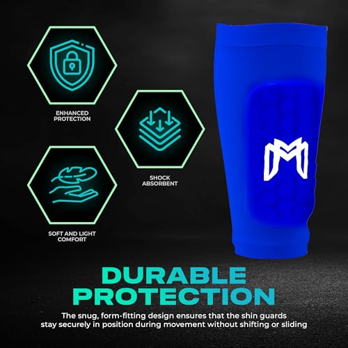 MediCaptain Mini Shin Guards Soccer – Built in Shin Pad Sleeves for Mens, Women, Teens - Small Shin Guards - Lightweight, Breathable Shin Defender Leg Protection (Blue, Maxi) - Image 4
