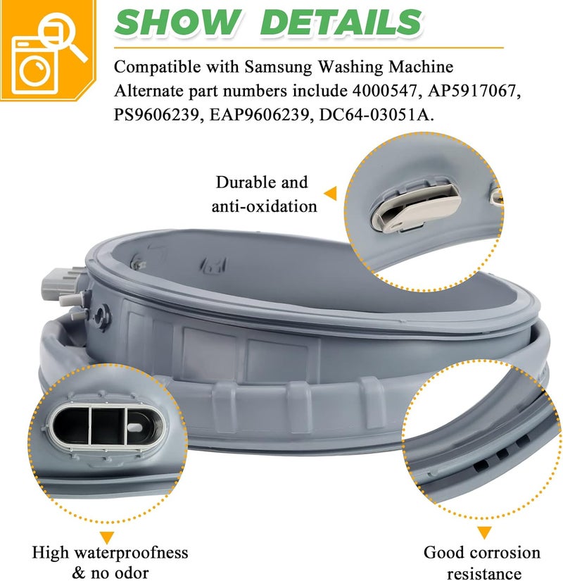 Techecook جوان سحاب باب الغسالة Techecook DC97-18094B لأجهزة غسيل سامسونج - Image 2