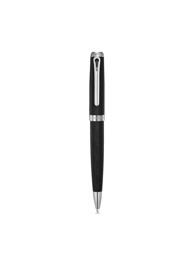 CERRUTI 1881 Ugo Stainless Steel Trims Twist Ballpoint Pen for Men, Blue Ink