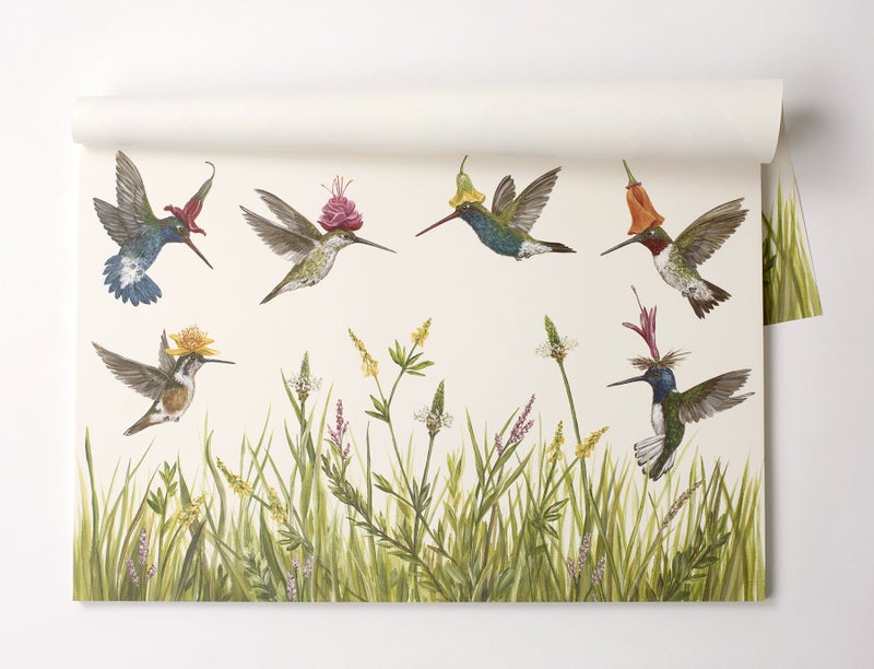 Hester & Cook Hummingbird Paper Placemats - Designed by Vikci Sawyer Made in USA - 18 Sheets per Pad - Image 1