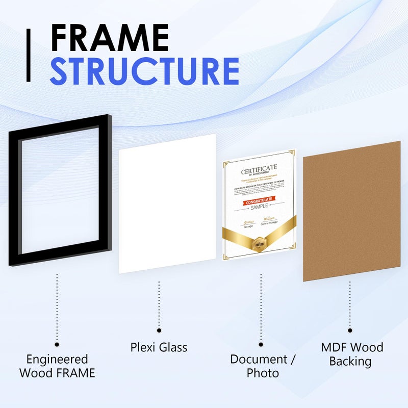 FIXSMITH 8.5x11 Diploma Frame, Black Picture Frame With Clear Plexiglass, 2 Pack Certificate for Wall Display, Document Frame, High School Diploma - Image 3