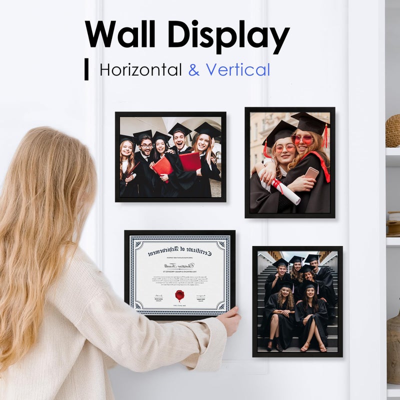 FIXSMITH 8.5x11 Diploma Frame, Black Picture Frame With Clear Plexiglass, 2 Pack Certificate for Wall Display, Document Frame, High School Diploma - Image 5
