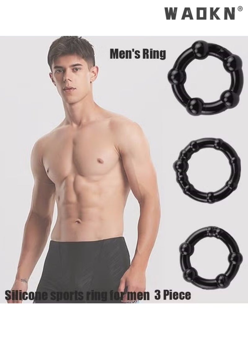 WAOKN 3 Piece Set of Silicone Ring Men Sports Ring Elastic Easy Stretch Resistance Tear Resistance Exercise Ring Extended Endurance Waterproof Wear Resistant Soft Suitable for Male Sports Home  - Image 1