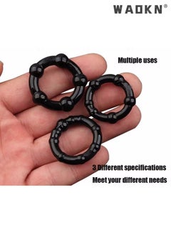 WAOKN 3 Piece Set of Silicone Ring Men Sports Ring Elastic Easy Stretch Resistance Tear Resistance Exercise Ring Extended Endurance Waterproof Wear Resistant Soft Suitable for Male Sports Home  - Image 4