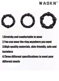 WAOKN 3 Piece Set of Silicone Ring Men Sports Ring Elastic Easy Stretch Resistance Tear Resistance Exercise Ring Extended Endurance Waterproof Wear Resistant Soft Suitable for Male Sports Home  - Image 3