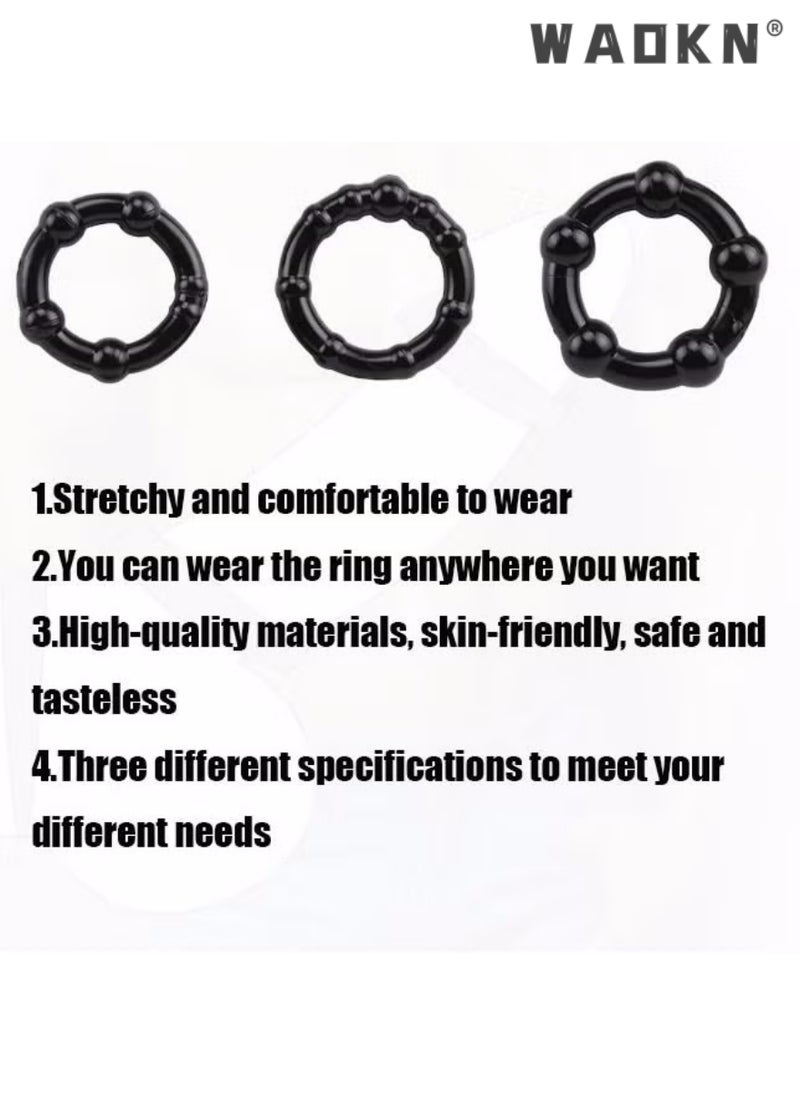 WAOKN 3 Piece Set of Silicone Ring Men Sports Ring Elastic Easy Stretch Resistance Tear Resistance Exercise Ring Extended Endurance Waterproof Wear Resistant Soft Suitable for Male Sports Home  - Image 3