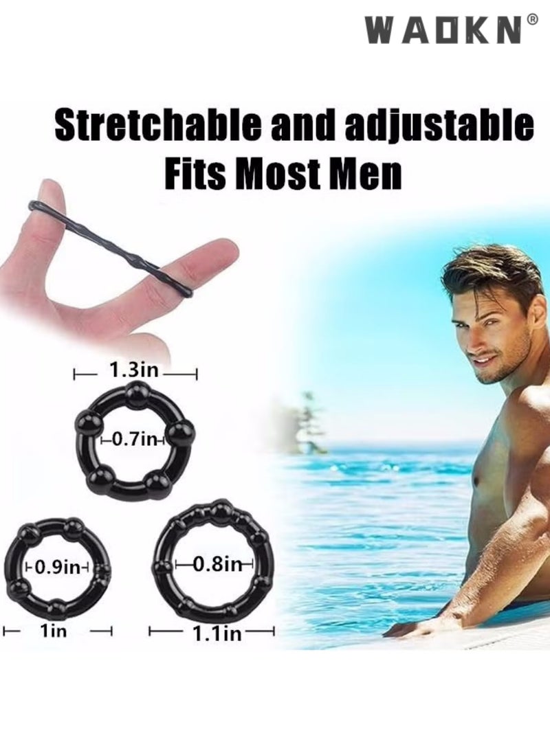 WAOKN 3 Piece Set of Silicone Ring Men Sports Ring Elastic Easy Stretch Resistance Tear Resistance Exercise Ring Extended Endurance Waterproof Wear Resistant Soft Suitable for Male Sports Home  - Image 2