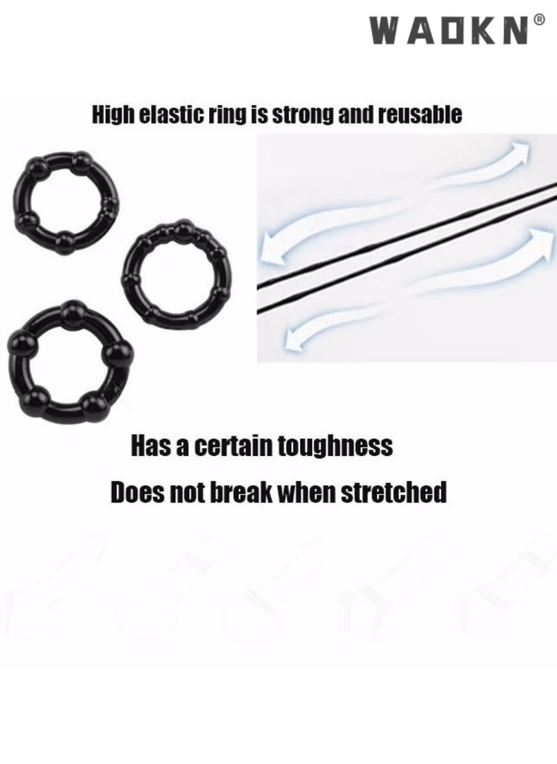 WAOKN 3 Piece Set of Silicone Ring Men Sports Ring Elastic Easy Stretch Resistance Tear Resistance Exercise Ring Extended Endurance Waterproof Wear Resistant Soft Suitable for Male Sports Home  - Image 5