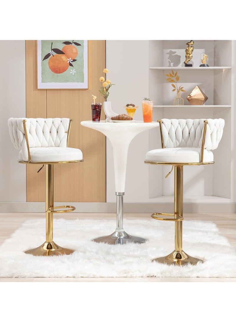 DubaiGallery Luxury bar Stool,Modern Round Adjustable Reception Chair, Gold Velvet Bar Chair, Kitchen high Dining Chair , Height Adjustable and 360° Swivel. Suitable for bar, Home, offce, Cafe - Image 4
