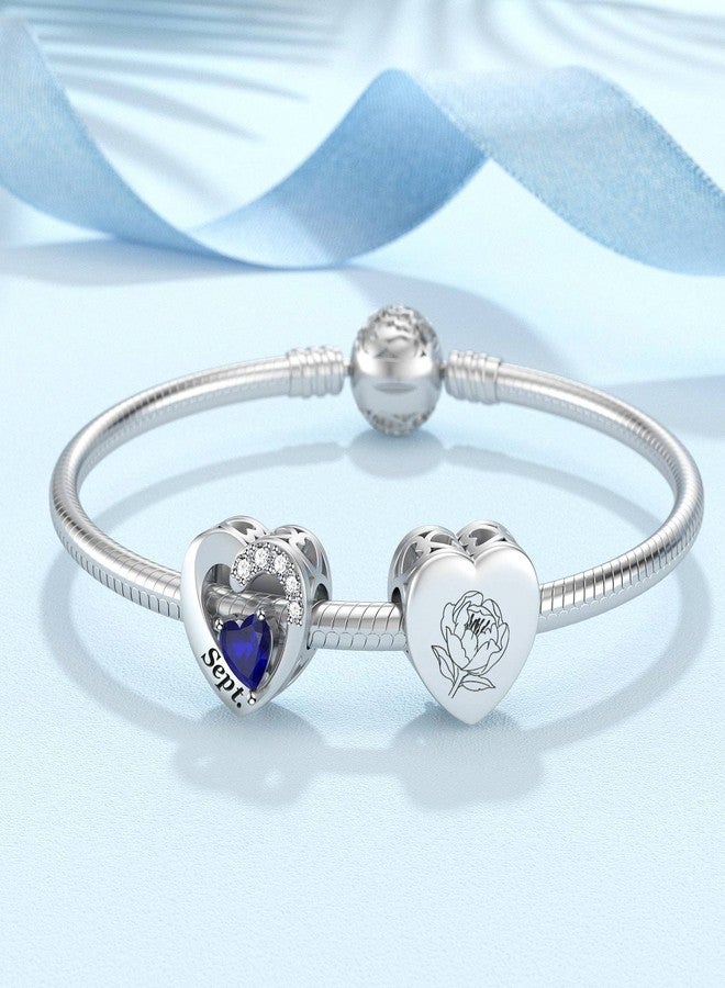 SEVENWELL Peony Birth Flower & September Birthday Stone Charm Fit Charm Bracelet for Women, Birthday, Christmas, Mother's Day, Valentine's Day - Image 2