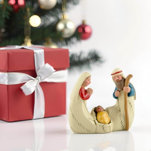 PlentifulHome Mini Holy Family Nativity Scene – 2.9” Resin Figurine of Mary, Joseph and Baby Jesus, Small Christmas Religious Decor for Shelf, Mantel, Desk, Catholic Gifts - Image 5