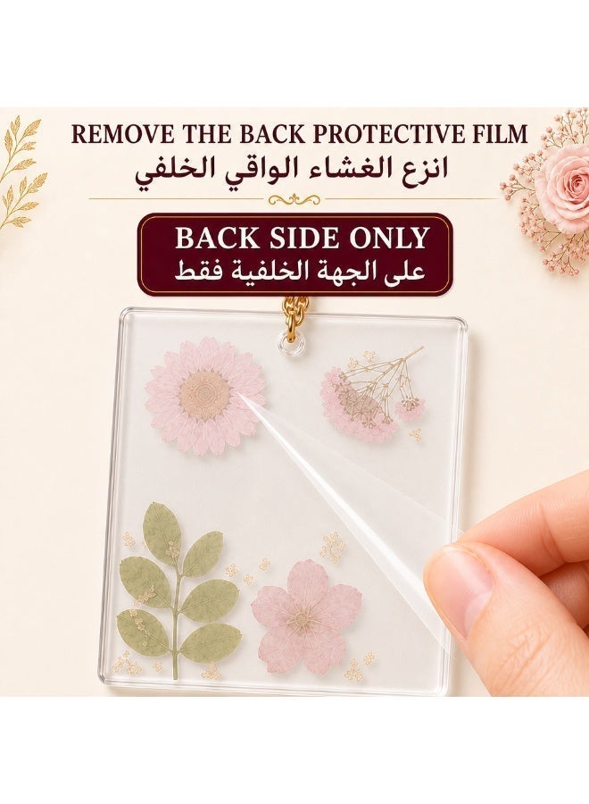 KeyAmor Transparent Pink Floral Handmade Resin Islamic Car Hanger with Protection Dua Arabic Calligraphy and Gift Box - Image 4
