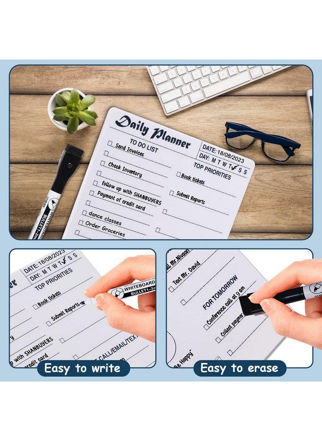 KITOME KITOME to Do List Planner, Acrylic Daily Planner Dry Erase Board for Desk (24X18 Cm), Double Sided Daily Planner Organizer with Detachable Wooden Base, 1 Marker & Duster.  - Image 3