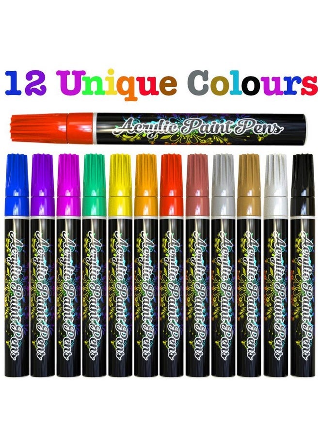 Desire Deluxe Desire Deluxe Acrylic Paint Pens for Rock Painting, Stone, Ceramic, Glass, Wood, Canvas - Set of 12 Non Toxic Water Based Markers - Great Artists Painting Supplies  - Image 2
