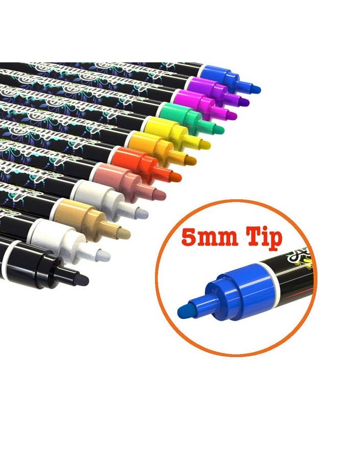 Desire Deluxe Desire Deluxe Acrylic Paint Pens for Rock Painting, Stone, Ceramic, Glass, Wood, Canvas - Set of 12 Non Toxic Water Based Markers - Great Artists Painting Supplies  - Image 3