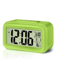 Generic Digital Alarm Clocks Battery Operated, with Smart Nightlight, Indoor Temperature, Date, Time Large Display, Kids Bedside Alarm Clock Easy to Use, Battery Powered Small Alarm Clock for Bedroom (Green)  - Image 1