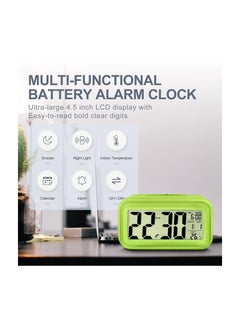 Generic Digital Alarm Clocks Battery Operated, with Smart Nightlight, Indoor Temperature, Date, Time Large Display, Kids Bedside Alarm Clock Easy to Use, Battery Powered Small Alarm Clock for Bedroom (Green)  - Image 2