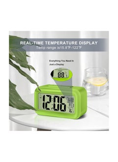 Generic Digital Alarm Clocks Battery Operated, with Smart Nightlight, Indoor Temperature, Date, Time Large Display, Kids Bedside Alarm Clock Easy to Use, Battery Powered Small Alarm Clock for Bedroom (Green)  - Image 3