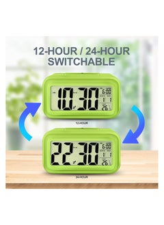 Generic Digital Alarm Clocks Battery Operated, with Smart Nightlight, Indoor Temperature, Date, Time Large Display, Kids Bedside Alarm Clock Easy to Use, Battery Powered Small Alarm Clock for Bedroom (Green)  - Image 5