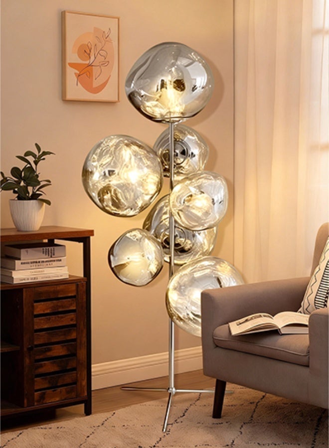 Luxury modern volcanic lava floor lamp, high-end large glass sphere sculpture floor lamp | Decorative LED floor lamp - with light source, eye-friendly and glare-free, suitable for bedrooms and studies, creative sofa and bedside lamp - suitable for modern art lighting in living rooms, bedrooms, conference rooms, offices, hotel lobbies, shops, and showrooms. - Image 1