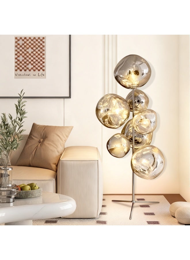 Luxury modern volcanic lava floor lamp, high-end large glass sphere sculpture floor lamp | Decorative LED floor lamp - with light source, eye-friendly and glare-free, suitable for bedrooms and studies, creative sofa and bedside lamp - suitable for modern art lighting in living rooms, bedrooms, conference rooms, offices, hotel lobbies, shops, and showrooms. - Image 5