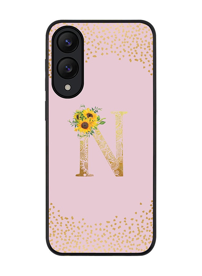 Stylizedd For Samsung Galaxy S25 Edge Case,Slim fit Camera Protection, Shockproof Thin Phone cover  - Custom Floral Monogram - N  (Pink )